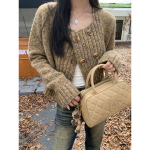 Red Celebrity Knitted Open Cardigan Womens Spring 2026 New Design High-End Long Sleeve Sweater Jacket Elegant Commute Style