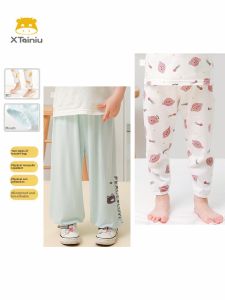 Childrens Loose Cotton Bamboo Fiber Sleep Pants Thin Home Pants Mosquito Proof Air Conditioning Pants Summer Kids Clothing
