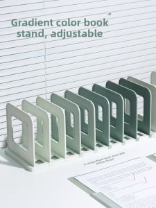 Graduated Color Adjustable Bookend Shelf Organizer Partition Free Standing Desktop Book Holder NEJA LIFE Plastic Stationery
