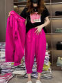 Pure Color Fashionable All-Match Stretch Dragon Fruit Harem Pants Summer Women's Clothing New Loose Slim Looking Elastic Waist Casual Pants. 