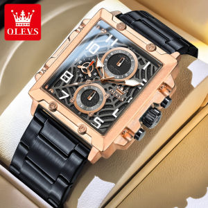 OLEVS Watch For Mans Original Branded Waterproof Fashion Cool Stainless Steel Chronograph Calendar Luminous Quartz Watch