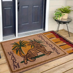 Thảm Chùi Chân VIKAMA Retro Jungle Tiger Welcome Mềm Mại Chống Trơn Trượt Dùng Trong Nhà/ngoài Trời Thích Hợp Cho Phòng Tắm Và Trang Trí Nhà Cửa Có Thể Giặt Máy.