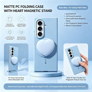 Luxury Macaron Heart Kickstand Skin Feel Magnetic Case For Samsung Z Fold 8 Ultra 7 6 5 For Magsafe Charge Slim Anti-drop Cover