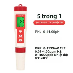 Máy Kiểm Tra Chất Lượng Nước Kỹ Thuật Số PH/CL2/H2/ORP/Đồng Hồ Đo Nhiệt Độ Cho Bể Bơi Nước Uống Bể Cá Nuôi Trồng Thủy Sản Máy Dò Clo