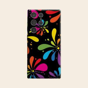 Black Rainbow Splash Flower Luxury Fashion Full Lens Protective Case for Samsung Galaxy S26 S25 S24 A56 A36 Plus Ultra