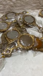 ( isi 50 pcs ) souvenir pernikahan cermin bulat gold