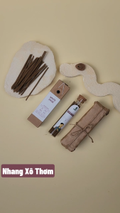 Nhang Thủ Công Xô Thơm Trắng 3 Lành Hộp 30 Que 100 % Tự Nhiên Tặng Kèm Đế Chăm Không Hóa Chất Xông Thơm