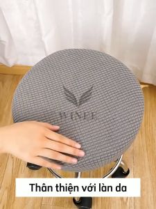 Vỏ bọc nệm ghế tròn xoay áo bọc nệm ghế spa salon vải nỉ caro mềm mại