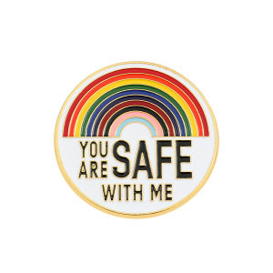 You Are Safe With Me Rainbow Enamel Pin Inspirational Text Lapel Brooch Badge Positive Affirmation Jewelry Gift for Backpack