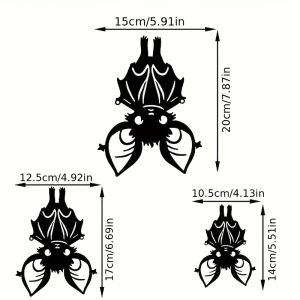 CIFbuy | CIFBUY Iron Bat Wall Art Set Of 3 Gothic Silhouette Sculptures Modern Home Decor Sturdy Indoor Living Room Bedroom Study Wall Ha