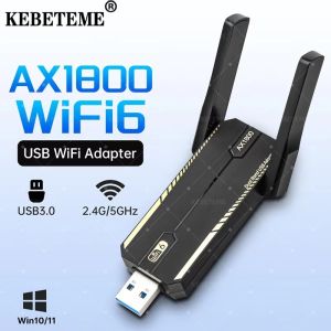 Kebememe Wifi 6 Bộ chuyển đổi USB ax1800 AC600 Card mạng Dongle 2.4GHz 802.11ax Antenna tiếp nhận tín hiệu cho máy tính xách tay lái xe miễn phí