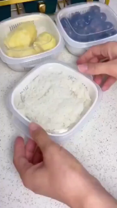 Wadah Tirisan Multifungsi + Tutup Kotak Penyimpanan Serbaguna dengan Saringan Makanan Kedap Udara-BJ