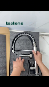 baokemo 304 stainless steel kitchen faucet spring pull out single cold rotatable vegetable basin sink faucet