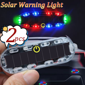 2ชิ้นไฟเตือนพลังงานแสงอาทิตย์รถด้านหลังกันกระแทกสะท้อนแสงกับสวิตช์สัมผัสรถจักรยานยนต์ยานพาหนะไฟฟ้า LED กันน้ำท้ายไฟแฟลชรถยนต์อุปกรณ์ตกแต่งรถยนต์