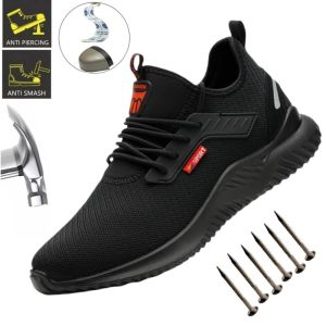 Lightweight Safety Shoes Men Steel Toe Sneakers Puncture Proof Breathable Safety Boots Man Dangerous Construction Work Foorwear