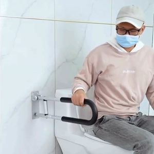 Folding Grab Bar Aluminium Wall Mounted Fold Up Toilet Railing