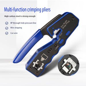 ZoeRax RJ45 Pass Through Crimper Tool Ethernet Crimper EZ Network Crimping Tool Wire Stripper Cutter for Cat7 Cat6a Cat5