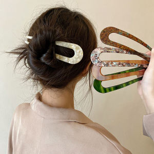 C.three Simple Versatile Hairpin Women High-end Curled Hairpin Acrylic Hair Accessories