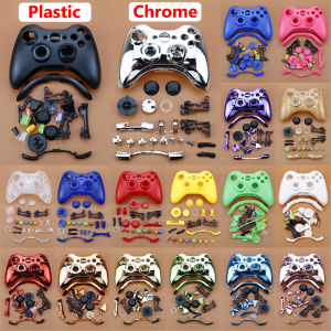 JCD Plastic Chrome Hard Housing Shell Case For Xbox 360 Wireless Controller Front Back Cover With Full Set Buttons