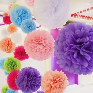 10-35cm Tissue Paper Pompoms Wedding Decorative Paper Flowers Ball Baby Shower Birthday Party Decoration Paper Pom Poms DIY