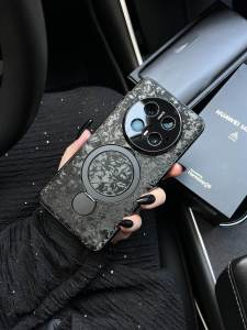 360° Rotating Magnetic Absorption Stand Compatible with Huawei Mate70Pro Mate60Pro Super Thin Genuine Leather Full Lens Protection Case