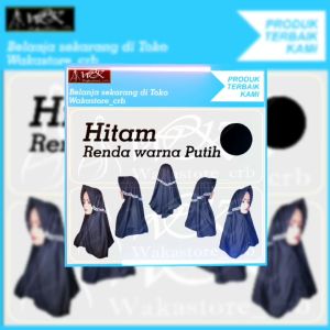 Kerudung Sekolah Anak Hijab Hitam Renda Putih TK SD SMP SMA Dewasa Serut Renda Samping Warna Putih