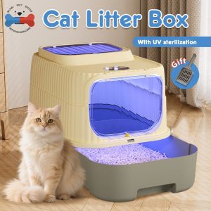 Cat Litter Box With UV Sterilization Extra Large Capacity Foldable Fully Enclosed Cat Toilet