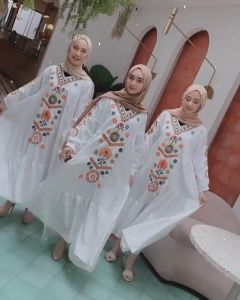 Gaudy - Ramadhani Dress Muslim Wanita Dewasa Remaja Gamis Bordir Mewah Timbul