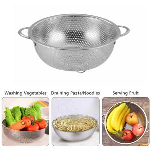 All Purpose Stainless Steel Fine Mesh Strainer Net Baskets with Handles Resting Base Colander Set Kitchen Supplies