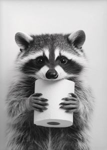 BILIBILI | Highland Cow Otter Cat Raccoon with Toilet Paper Poster Print Canvas Painting Bathroom Wall Art Funny Toilet Humor Home Decor