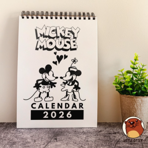 2026 Mickey Mouse Steamboat Willie Desktop Calendar 1 - (Singapore Public Holidays | 250gsm)|LittleOtterPublishing