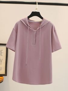 เสื้อยืดคอกลมแขนสั้นทรงหลวมสไตล์ลำลองสำหรับผู้หญิงไซส์ใหญ่ ทรงหลวม ปกปิดเนื้อผ้า ทรงหลวม แขนสั้น ฤดูร้อน 2024