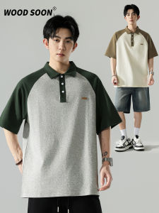 Wood soon | Contrast Patchwork Cool Breathable Loose Mens Polo Shirt