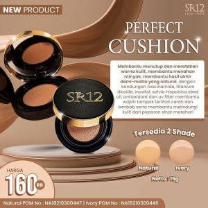 SR12 Perfect Cushion Ivory & Natural Make Up Glowing Full Coverage Bedak Foundation Tahan Lama