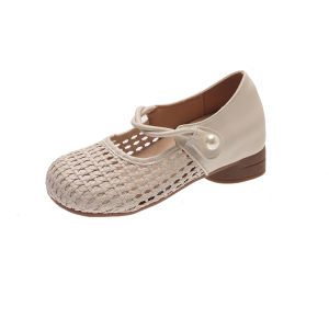 DINGMUYI | French Lace Hollow Heel Elevation 7CM Mary Jane Shoes