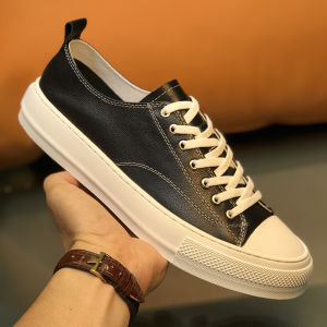 Da Men TD Brand Mens Retro Casual Shoes Breathable Versatile Genuine Leather Slip-On Board Shoes for Youth Spring Autumn