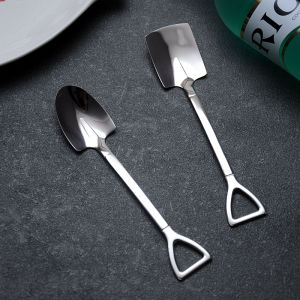 Creative Utility Military Shovel Shaped Food Grade 304 Stainless Steel Spoon for Eating Watermelon Dessert Ice Cream Tofu