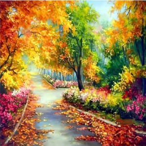 Huacan Full Square Round Diamond Painting Autumn Landscape Forest 5D DIY Embroidery Set Rhinestone Pictures