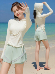 XTEP | Slimming Cover Belly Beach Vacation Hooded Long Sleeve Separates Swimwear