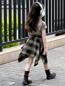 BUBBLECHICKEN | Eye-catching Girls Skirt 2026 New Summer Irregular Plaid