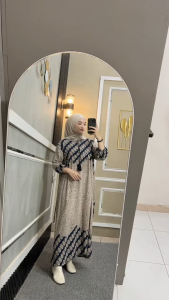 SINTYA Dress Wanita Premium Rayon Super Kasual Daily Busui Batik Modern Premium Daster Panjang Gamis Muslimah Midi Nyaman Motif Kekinian