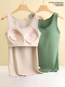 Miiow | Womens Fleece Lined One Piece Thermal Underwear Vest Strap Warm Comfortable Bralette Insert Autumn Winter Essential Top