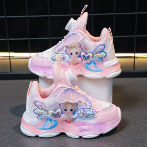 Giày Thể Thao Lưới Thoáng Khí Cho Bé Gái Mùa Xuân Hè Giày Thể Thao Chống Trượt Đế Mềm Giày Hoạt Hình Công Chúa Giày Bố