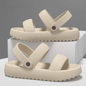 SHIPAILUO | Womens Summer Fashion Sandals Slip-On Thick Heel Outdoor Indoor Two-Way Wear Beach Sandals Comfortable EVA Material Flat Heel