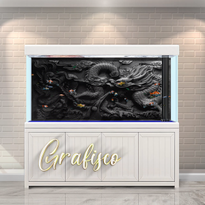 Stiker Background Aquarium Vinyl Premium Tahan Air - Dragon (NG)