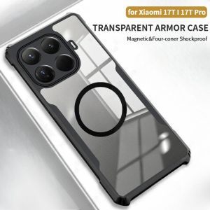 Luxury Clear Armor PC+TPU Magnetic Case For Xiaomi 17T Pro 15T Pro POCO X8 Pro Max X7 F8 Ultra F7 Pro Shockproof Protector Cover
