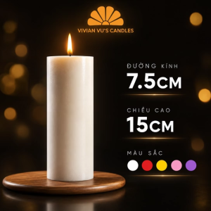 Nến Trụ Tròn Vivian Vus Candles Kích Thước 7.5x15cm - Nến Nghệ Thuật Trang Trí