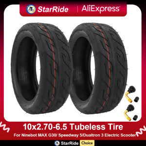 10X2.70-6.5 Tubeless Tire with Valves for Ninebot MAX G30 FLJ SK1 Speedway 5 Dualtron 3 10 Inch Scooter 70/65-6.5 60/70-6.5 Tyre