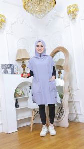 Kerudung Olahraga Rompi Saku Depan 2in1 Outer Rompi Sporty + Hijab Dagu Resleting (SABRINA SAKU)