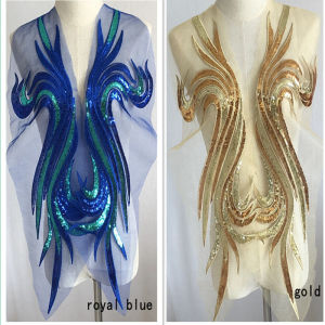 SASKIA ผ้าปะติดตกแต่งลายพู่ทองปักลายขนาดใหญ่สำหรับตกแต่งเสื้อผ้าและชุดราตรี อุปกรณ์งานฝีมือ DIY จากจีนแผ่นดินใหญ่